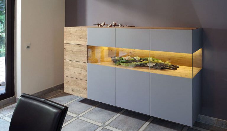 highboard holz inklusive glasvitrine