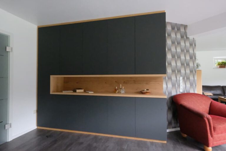 schrankwand anthrazit integriertes highboard